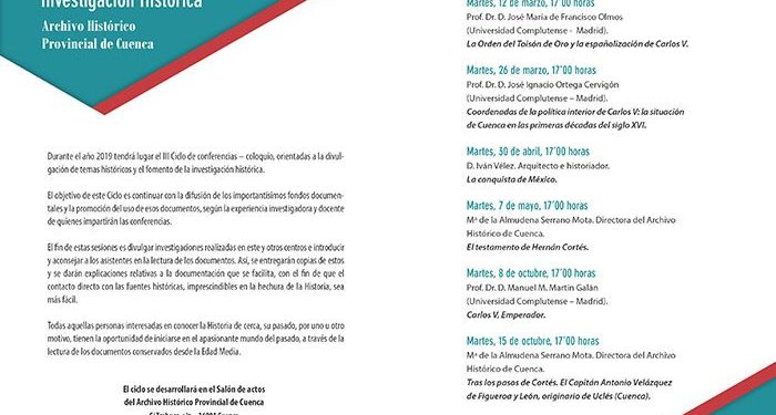 El testamento de Hernán Cortés, en el ciclo de promoción de investigación histórica del Archivo de Cuenca