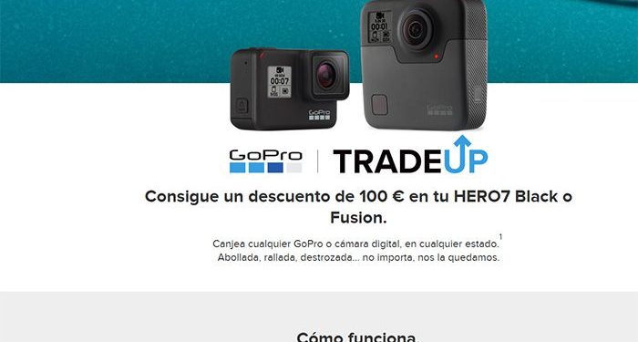 Los usuarios podrán enviar cualquier GoPro de antigua generación, o cualquier otra cámara digital, y recibir 100€ de descuento para adquirir la HERO7 Black o Fusion