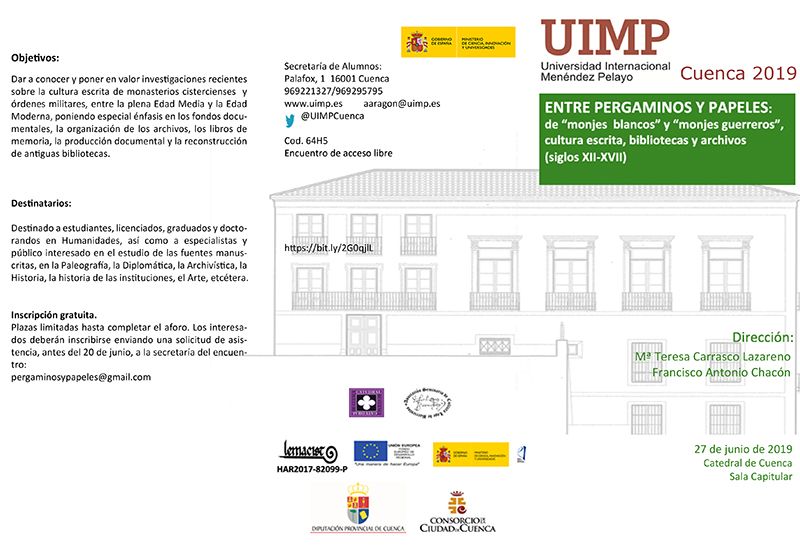 La UIMP celebra en Cuenca la jornada Entre pergaminos y papeles de `monjes blancos´ y `monjes guerreros´