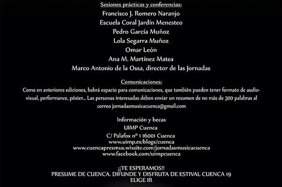 Comienzan las VIII Jornadas de Didáctica de la Música y Musicología de la UIMP de Cuenca