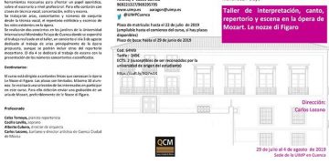 La UIMP celebra en Cuenca el I Taller de interpretación, canto, repertorio y escena en la ópera de Mozart, dedicado este año a Le Nozze di Figaro