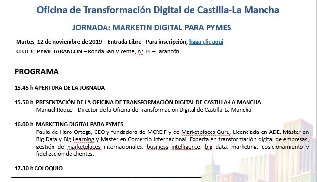 CEOE-Cepyme Tarancón acogerá este martes una jornada de marketing digital para pymes