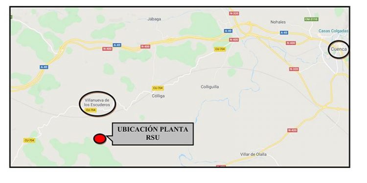 La nueva planta de residuos sólidos urbanos de Cuenca se ubicará en el paraje del Puntalón entre Cuenca y Villanueva de los Escuderos