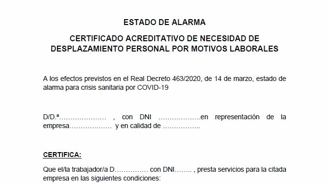 CEOE-Cepyme Cuenca prepara un modelo para acreditar el desplazamiento al puesto de trabajo