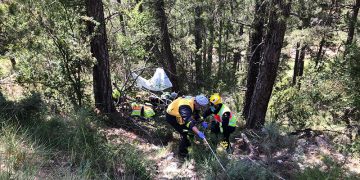 Trasladado al Hospital Virgen de la Luz un motorista accidentado en la carretera de Uña