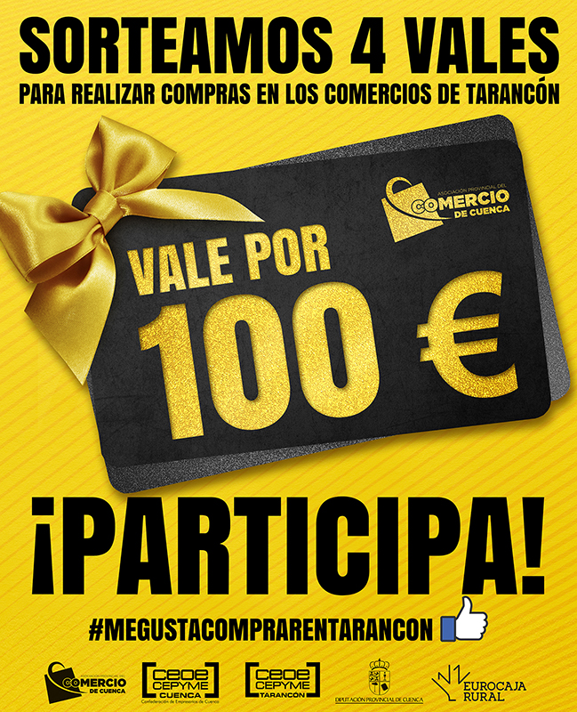 La Asociación de Comercio de Cuenca sigue con sus sorteos, esta vez en Tarancón, con 4 vales de 100 euros