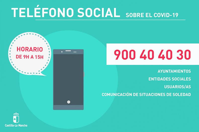 El Gobierno de Castilla-La Mancha mantiene activo el Teléfono Social tras atender más de 4.000 llamadas