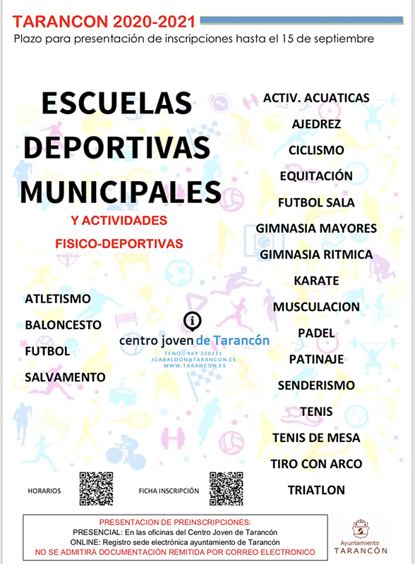 El Ayuntamiento de Tarancón abre el plazo de inscripción para las Escuelas Deportivas Municipales