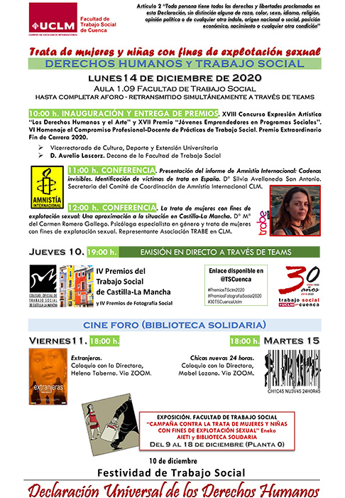 La Facultad de Trabajo Social de Cuenca celebra la Semana de los Derechos Humanos 