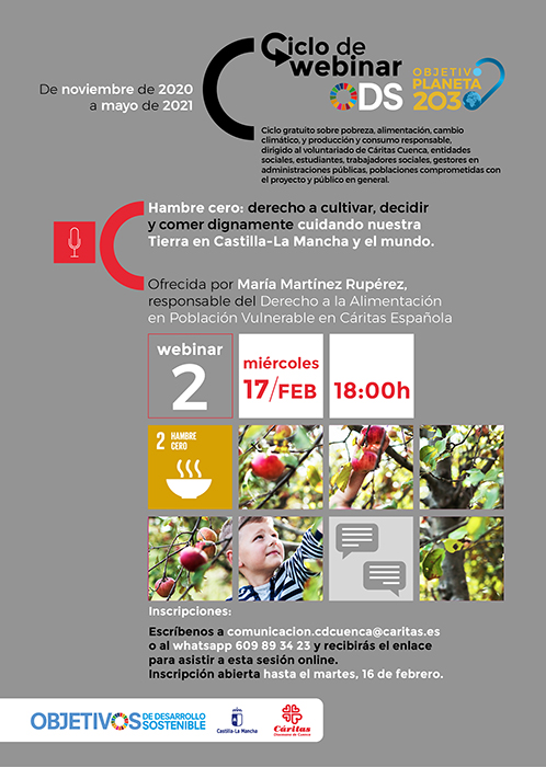 Una webinar de Cáritas Cuenca trata el derecho a la alimentación y el objetivo de desarrollo sostenible “hambre cero”