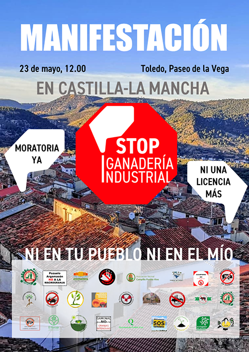 C-LM Stop Macrogranjas se manifestará este domingo para exigir una moratoria contra la ganadería industrial en Castilla-La Mancha