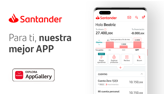La app de Santander aterriza en AppGallery ampliando la categoría de finanzas