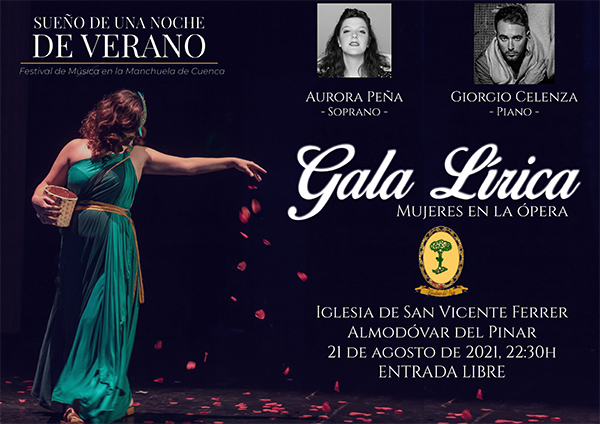 Almodóvar del Pinar acoge el 21 de agosto la Gala Lirica ´Mujeres en la ópera´ con los artistas Aurora Peña y Giorgio Celenza
