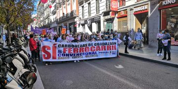 Cuenca muy presente en la manifestación en Madrid en defensa del tren convencional