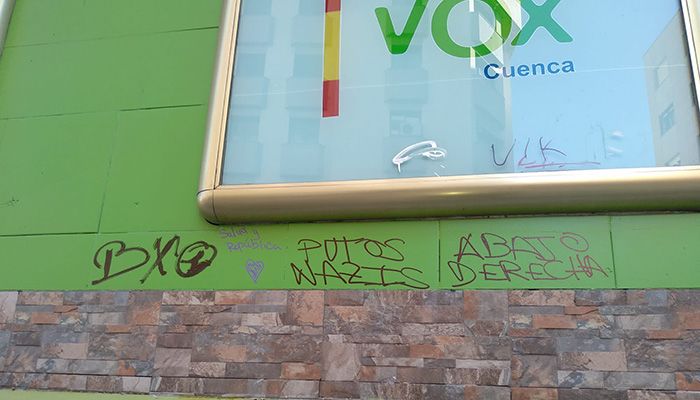 La sede de Vox en Cuenca sufre un ataque con pintadas e insultos