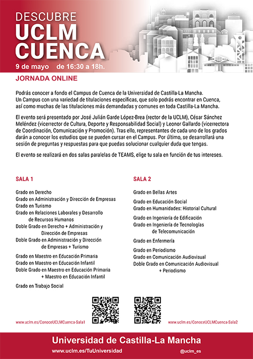 El Campus de Cuenca acoge el lunes 9 de mayo la jornada online Descubre UCLM Cuenca