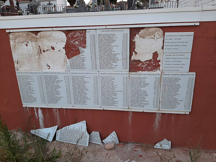 Denuncian un acto vandálico contra el panteón de las víctimas republicanas de Uclés