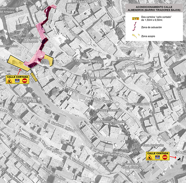 Las obras  de urbanización de la calle Almendros implican cortes de tráfico desde este lunes 21 de noviembre