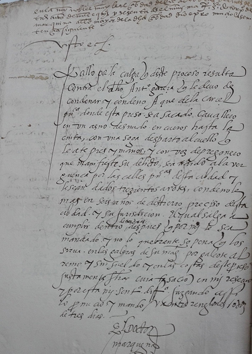 Sentencia por violación durante el reinado de Felipe II. Archivo Histórico Provincial de Cuenca