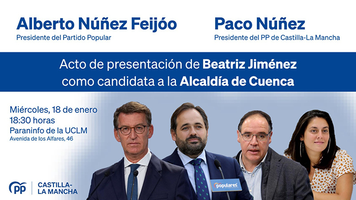 Núñez Feijóo avalará la candidatura de Beatriz Jiménez a la Alcaldía de Cuenca